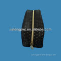 Hot sale elegant black PU packaging bag with nylon zipper for lady/women